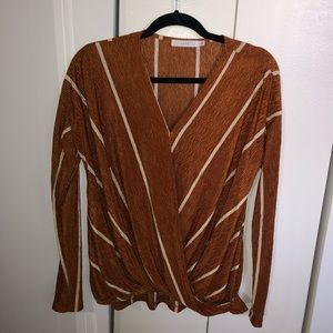 Lulu’s Long Sleeve Rustic Striped Blouse